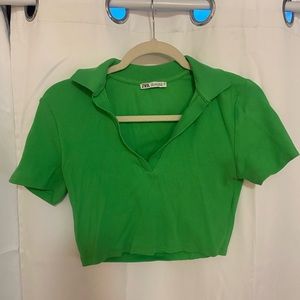 Zara knit polo crop top